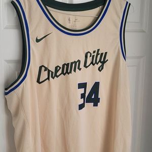 Men's Milwaukee Bucks Giannis Antetokounmpo Nike Cream 2019/20 Finished Swingman